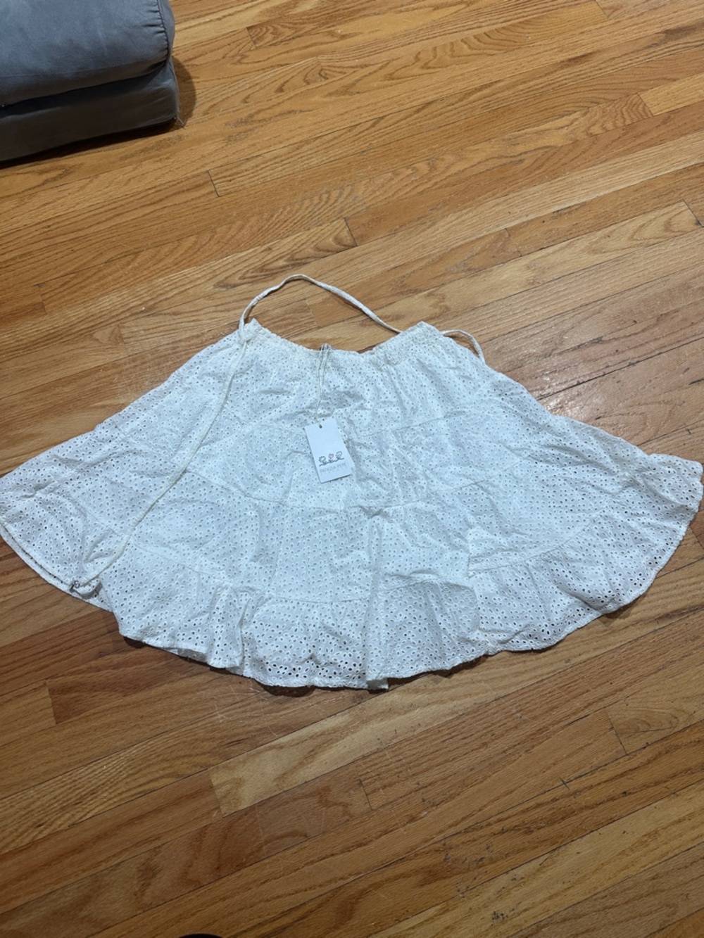 Patrizia Pepe White Eyelet Circle Skirt